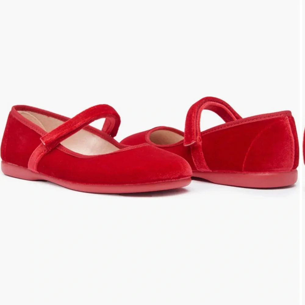 ChildrenChic Red Velvet Mary Jane Flats size 31